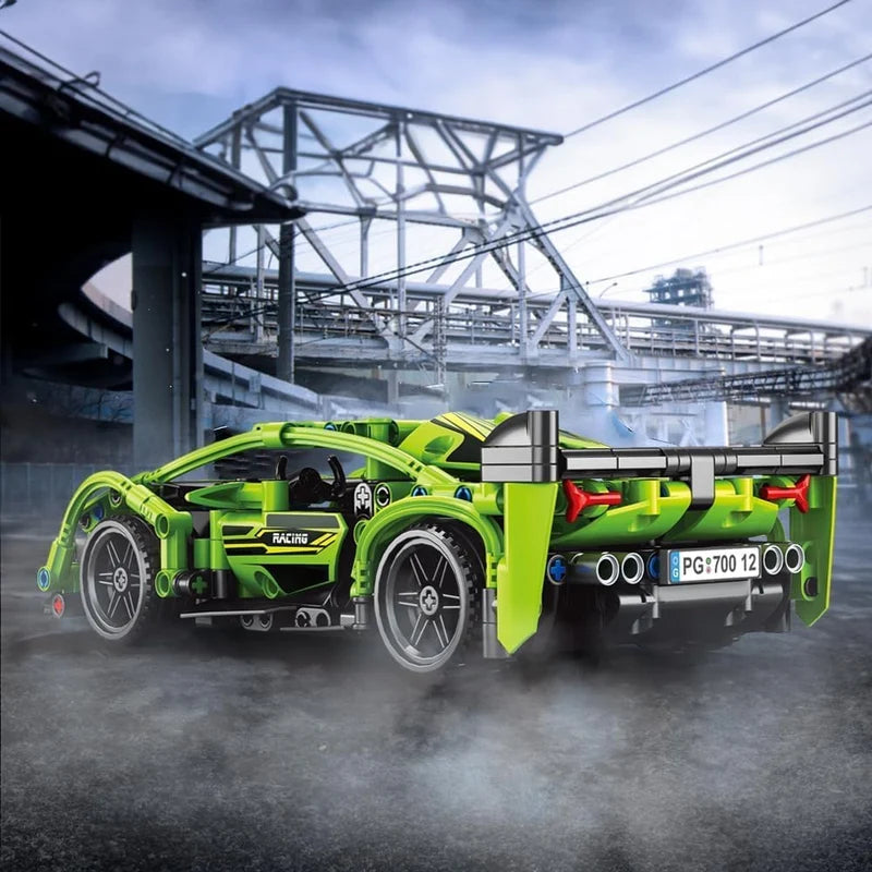 Lamborghini RC Car Kit for Kids & Adults | 2.4GHz Remote Control DIY Sports Car | Rechargeable STEM Building Toy with Openable Doors (Lamborghini Green 390 PCS)